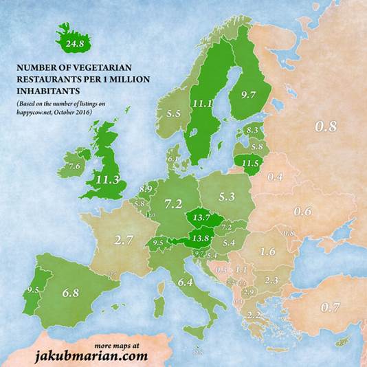 Dit zijn de meest (en de minst) vegetariërvriendelijke landen van Europa