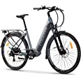 Moma Bikes Bicicleta Eléctrica Urbana EBIKE-28 Pro, Shimano 7vel, frenos hidráulicos, batería Integrada Litio 48V 13Ah (624Wh