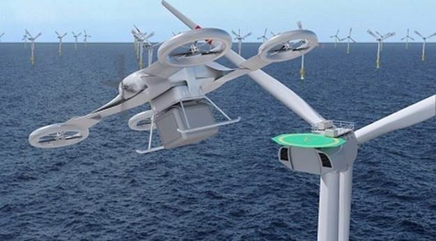Drony będą transportować sprzęt i ludzi na morskie farmy wiatrowe