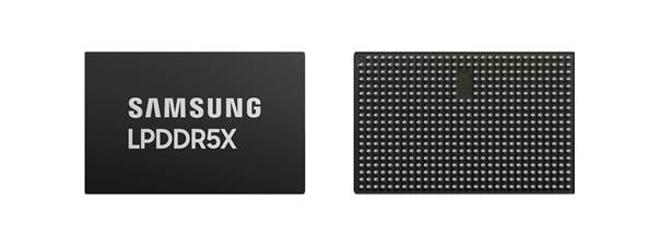 Samsung LPDDR5X chip shown front and back.